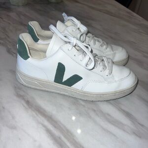 Veja White Sneakers with Green Details